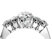 5 Stone Engagement Ring Setting for Marquise Center with Equal Close-Set Accents and Prong Head in Sterling Silver