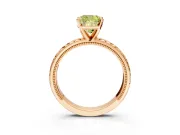 Solitaire Engagement Ring Setting for Fancy Yellow Cushion Cut Center with Milgrain X Pattern Band and Prong Head in Rose Gold