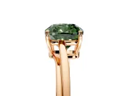 Solitaire Engagement Ring Setting for Fancy Green Cushion Cut Center with Plain Bypass Twist Band and Prong Head in Rose Gold
