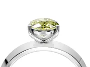 Solitaire Engagement Ring Setting for Fancy Yellow Oval Center with Wide Knife Ridge Band and Prong Head in Sterling Silver