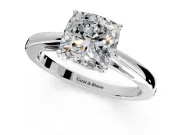 Solitaire Engagement Ring Setting for Cushion Cut Center with Open Cathedral Shoulders and Prong Head in Sterling Silver