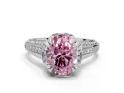 Solitaire Engagement Ring Setting for Fancy Pink Oval Center with Accented Split Shank and Prong Head in Platinum