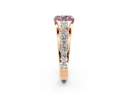 Solitaire Engagement Ring Setting for Fancy Pink Radiant Cut Center with Graduated Shared Prongs and Prong Head in Rose Gold