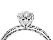 Solitaire Engagement Ring Setting for Pear-Shaped Center with XO Engraved Band and Prong Head in Sterling Silver