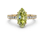 Solitaire Engagement Ring Setting for Fancy Yellow Marquise Center with Single Row Accent Band and Prong Head in Yellow Gold