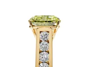 Solitaire Engagement Ring Setting for Fancy Yellow Radiant Cut Center with Round Cut Channel Band and Prong Head in Yellow Gold