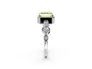 Vintage Station Engagement Ring Setting for Fancy Yellow Asscher Cut Center with Accents and Prong Head in Platinum