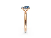 Hidden Halo Engagement Ring Setting for Fancy Blue Oval Center with Thin Round-Wire Band and Prong Head in Rose Gold