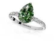 Solitaire Engagement Ring Setting for Fancy Green Pear-Shaped Center with Fine Pave Accents and Prong Head in Platinum