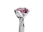 Side Accent Engagement Ring Setting for Fancy Pink Heart-Shaped Center with Accent Shoulders and Prong Head in Platinum