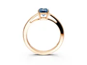Solitaire Engagement Ring Setting for Fancy Blue Emerald Cut Center with Open Cathedral Shoulders and Prong Head in Rose Gold
