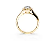 Halo Engagement Ring Setting for Marquise Center with Pave Accents, Heart Basket and Prong Head in Yellow Gold