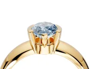 Tension Engagement Ring Setting for Fancy Blue Marquise Center with Wide Flat Band and Tension Head in Yellow Gold