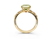 Solitaire Engagement Ring Setting for Fancy Yellow Asscher Cut Center with Trailing Leaf Accent Band and Prong Head in Yellow Gold