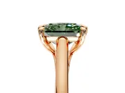 Solitaire Engagement Ring Setting for Fancy Green Radiant Cut Center with Cathedral Band and Prong Head in Rose Gold