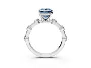 Solitaire Engagement Ring Setting for Fancy Blue Princess Cut Center with Bezel Station Band and Prong Head in Platinum