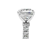 Open Basket Engagement Ring Setting for Princess Cut Center with Pave Band and Prong Head in Sterling Silver