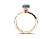 Open Basket Engagement Ring Setting for Fancy Blue Round Cut Center with Pave Band and Prong Head in Rose Gold
