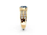 Bezel Engagement Ring Setting for Fancy Blue Round Cut Center with Wide Channel-Set Band and Bezel Head in Yellow Gold