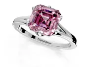 Solitaire Engagement Ring Setting for Fancy Pink Asscher Cut Center with Plain Split Shank and Prong Head in Platinum