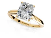 Solitaire Engagement Ring Setting for Radiant Cut Center with Narrow Cathedral Band and Prong Head in Yellow Gold