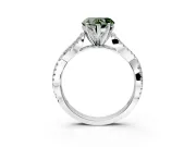 Solitaire Engagement Ring Setting for Fancy Green Heart-Shaped Center with Twisted Pave Split Shank and Prong Head in Platinum