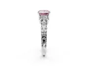 Solitaire Engagement Ring Setting for Fancy Pink Princess Cut Center with Filigree Band and Prong Head in Platinum