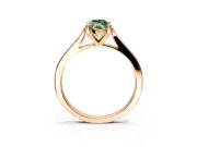 Solitaire Engagement Ring Setting for Fancy Green Marquise Center with Tapered Shoulders and Prong Head in Rose Gold
