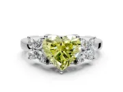Floral Engagement Ring Setting for Fancy Yellow Heart-Shaped Center with Marquise Cluster Shoulders and Prong Head in Platinum