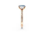 Solitaire Engagement Ring Setting for Fancy Blue Radiant Cut Center with Fine Pave Band and Prong Head in Rose Gold