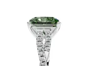 Solitaire Engagement Ring Setting for Fancy Green Radiant Cut Center with Twisted Pave Split Shank and Prong Head in Platinum