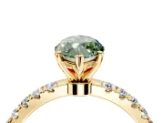 Open Basket Engagement Ring Setting for Fancy Green Marquise Center with Pave Band and Prong Head in Yellow Gold