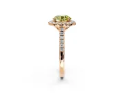 Halo Engagement Ring Setting for Fancy Yellow Round Cut Center with Raised Halo, Pave Band and Prong Head in Rose Gold