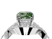 Halo Engagement Ring Setting for Fancy Green Cushion Cut Center with Pave Infinity Twist Band and Prong Head in Platinum