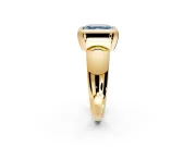 Solitaire Engagement Ring Setting for Fancy Blue Asscher Cut Center with Wide Band and Bezel Head in Yellow Gold
