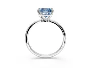 Minimalist Solitaire Engagement Ring Setting for Fancy Blue Cushion Cut Center with Thin Band and Prong Head in White Gold