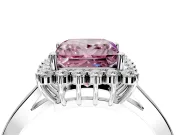 Starburst Halo Engagement Ring Setting for Fancy Pink Princess Cut Center with Flat Cathedral Band and Prong Head in White Gold