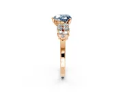 Cluster Engagement Ring Setting for Fancy Blue Heart-Shaped Center with 2-Row Shoulder Clusters and Prong Head in Rose Gold