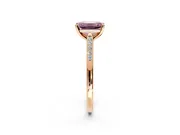 Solitaire Engagement Ring Setting for Fancy Pink Emerald Cut Center with Channel Accents and Prong Head in Rose Gold