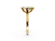 Single Halo Engagement Ring Setting for Fancy Yellow Oval Center with Corner Claws, Plain Band and Prong Head in Yellow Gold