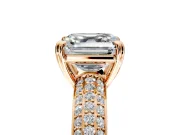 Solitaire Engagement Ring Setting for Asscher Cut Center with Multi-Row Pave Accents and Basket Head in Rose Gold