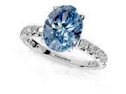 Solitaire Engagement Ring Setting for Fancy Blue Oval Center with Shared-Prong Accents and Prong Head in Platinum