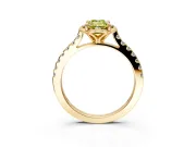 Floral Engagement Ring Setting for Fancy Yellow Emerald Cut Center with Pave Band and Floral Prong Head in Yellow Gold