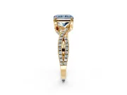 Solitaire Engagement Ring Setting for Fancy Blue Radiant Cut Center with Narrow Twist Pave Band and Prong Head in Yellow Gold