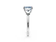 Minimalist Solitaire Engagement Ring Setting for Fancy Blue Radiant Cut Center with Thin Band and Prong Head in Sterling Silver