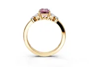Solitaire Engagement Ring Setting for Fancy Pink Emerald Cut Center with Marquise Flower Shoulders and Prong Head in Yellow Gold