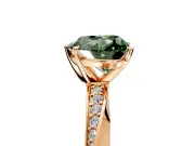 Side Accent Engagement Ring Setting for Fancy Green Heart-Shaped Center with Accent Shoulders and Prong Head in Rose Gold