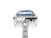 Halo Engagement Ring Setting for Fancy Blue Princess Cut Center with Inner Milgrain Border and Prong Head in Platinum