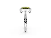 Halo Engagement Ring Setting for Fancy Yellow Emerald Cut Center with Heart-Shaped Openwork, Pave Band and Prong Head in Platinum