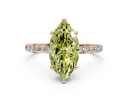 Solitaire Engagement Ring Setting for Fancy Yellow Marquise Center with Pave Accents and Prong Head in Rose Gold